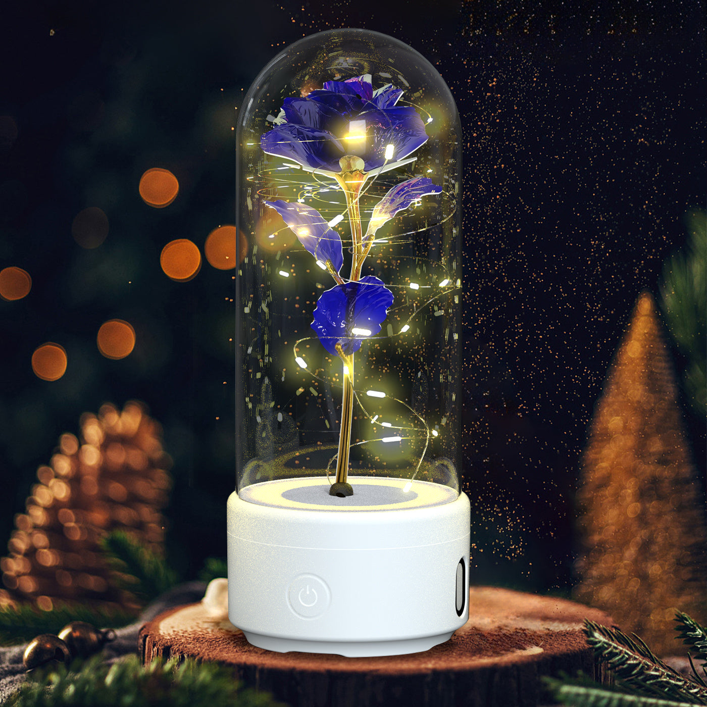 2 In 1 LED Light Rose Flowers Bluetooth-compatible Speaker In Glass Cover - Lotta Deals