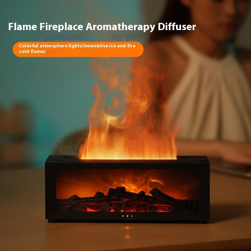 New Flame Aromatherapy Machine Colorful Essential Oil Diffuser Home Large Fog Volume Flame Humidifier 3D Flame Fireplace Machine - Lotta Deals