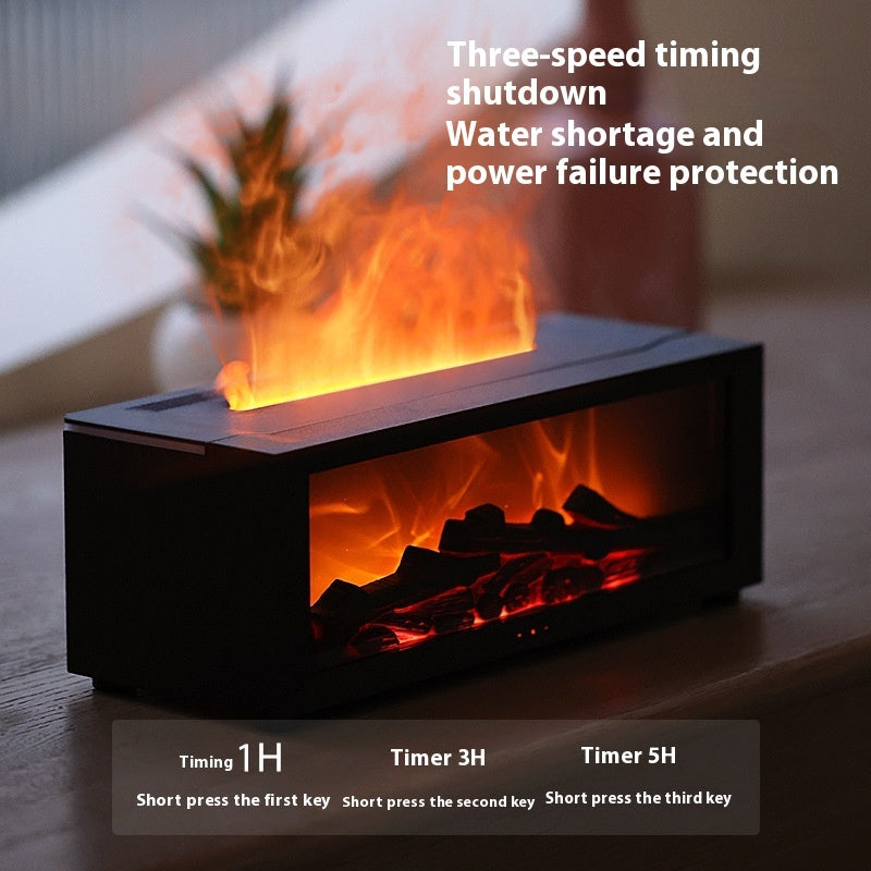 New Flame Aromatherapy Machine Colorful Essential Oil Diffuser Home Large Fog Volume Flame Humidifier 3D Flame Fireplace Machine - Lotta Deals