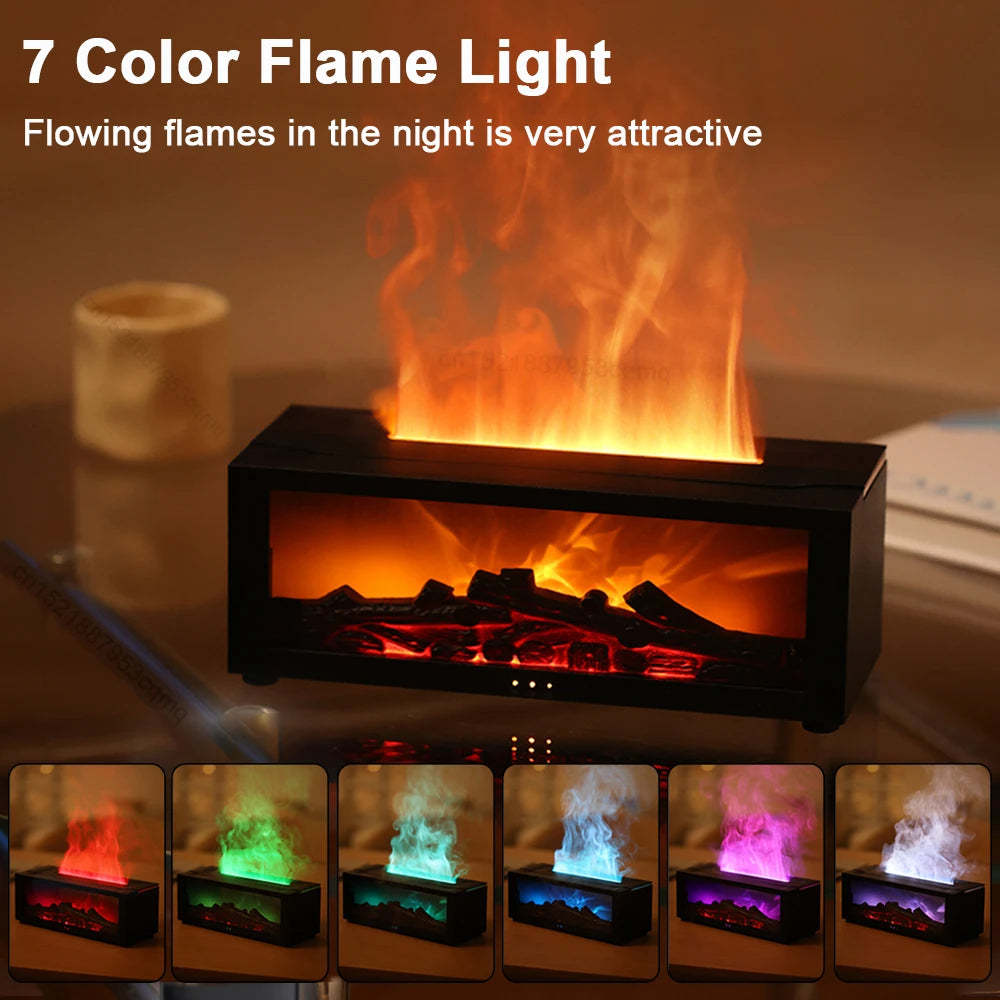 New Flame Aromatherapy Machine Colorful Essential Oil Diffuser Home Large Fog Volume Flame Humidifier 3D Flame Fireplace Machine - Lotta Deals