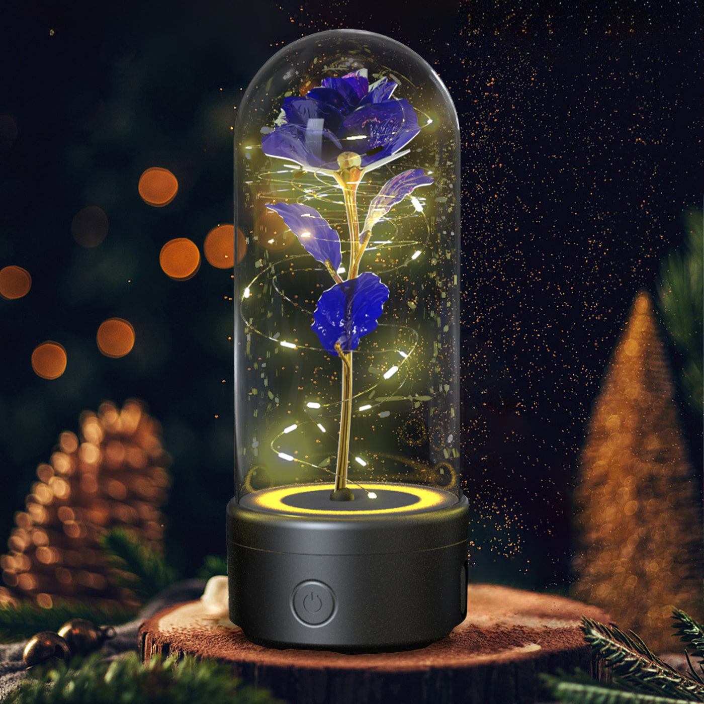 2 In 1 LED Light Rose Flowers Bluetooth-compatible Speaker In Glass Cover - Lotta Deals