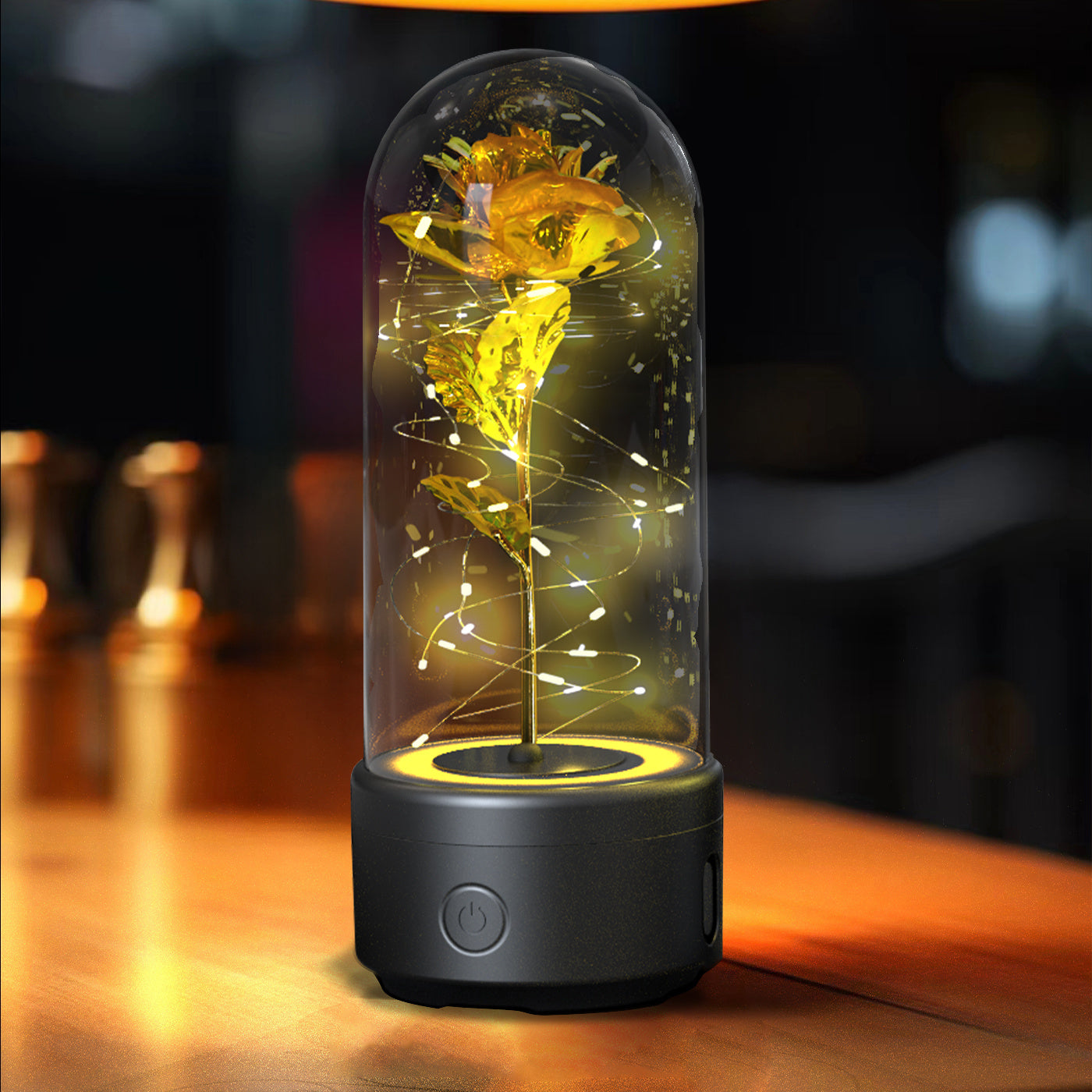 2 In 1 LED Light Rose Flowers Bluetooth-compatible Speaker In Glass Cover - Lotta Deals