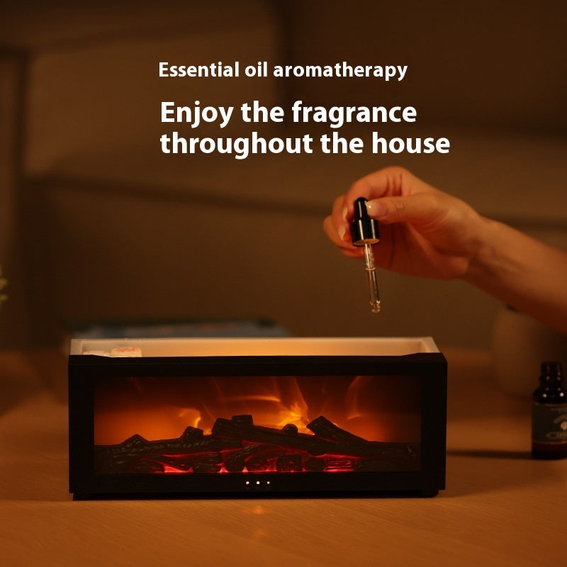 New Flame Aromatherapy Machine Colorful Essential Oil Diffuser Home Large Fog Volume Flame Humidifier 3D Flame Fireplace Machine - Lotta Deals