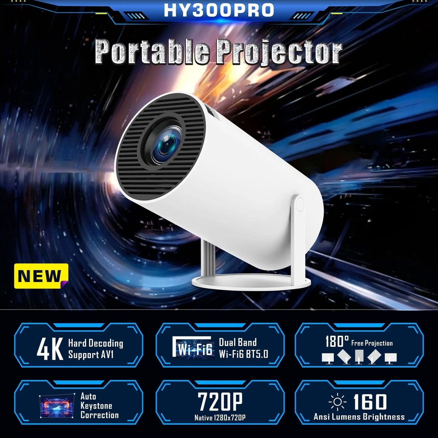 HY300 Pro Projector Home Theater Entertainment Portable Small Projector - Lotta Deals
