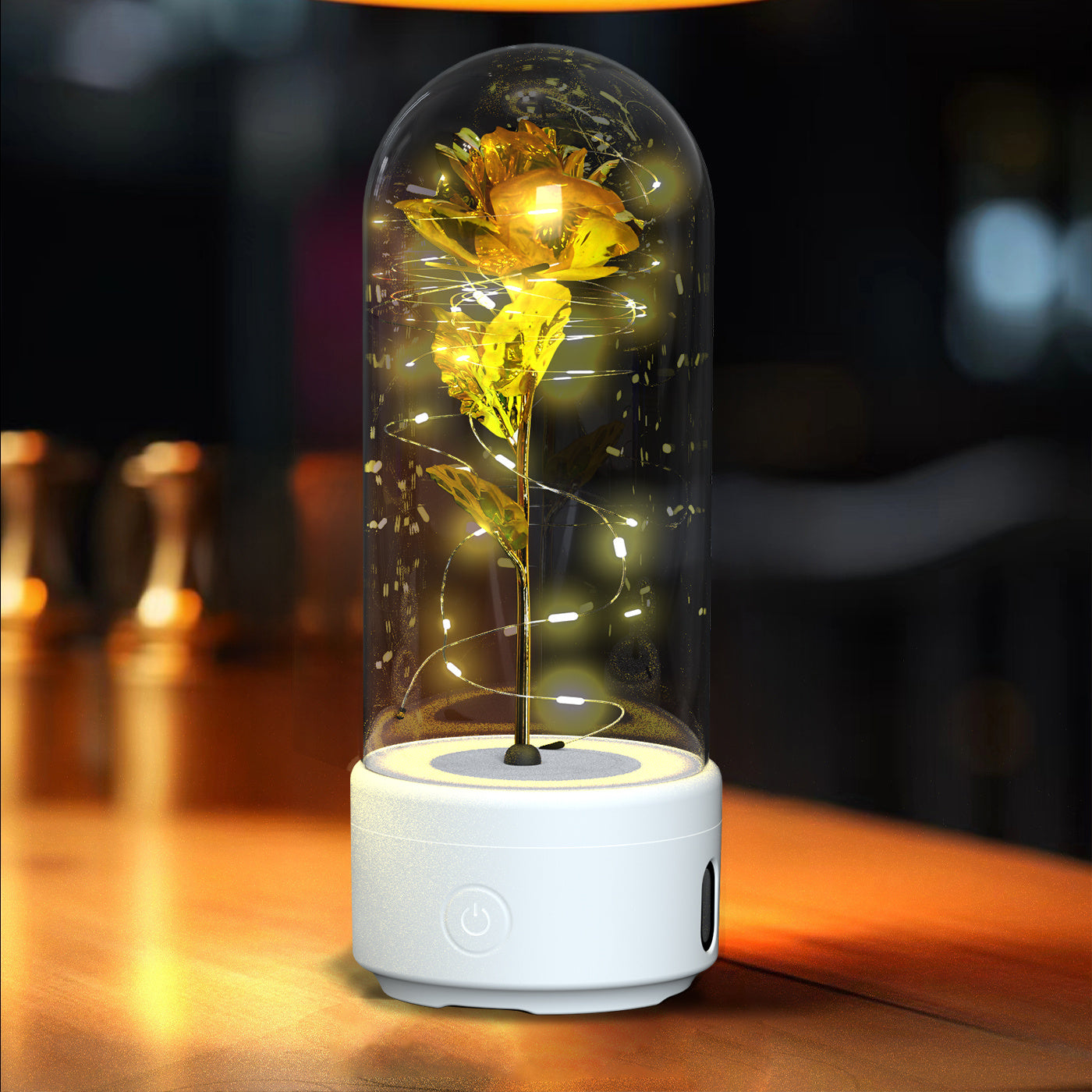 2 In 1 LED Light Rose Flowers Bluetooth-compatible Speaker In Glass Cover - Lotta Deals