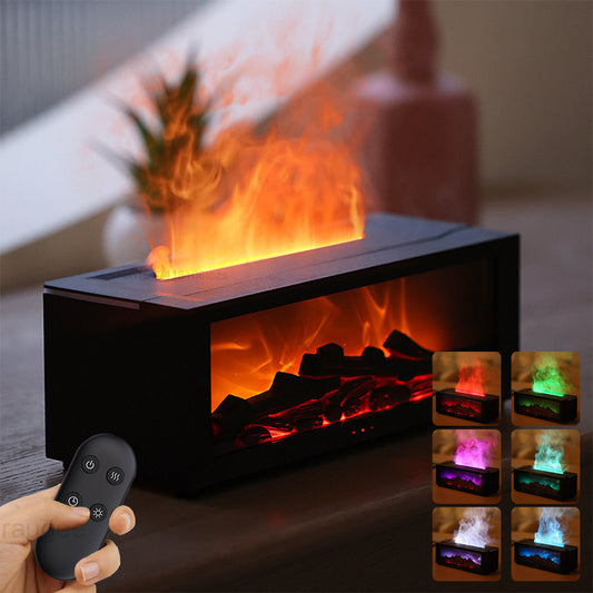 New Flame Aromatherapy Machine Colorful Essential Oil Diffuser Home Large Fog Volume Flame Humidifier 3D Flame Fireplace Machine - Lotta Deals